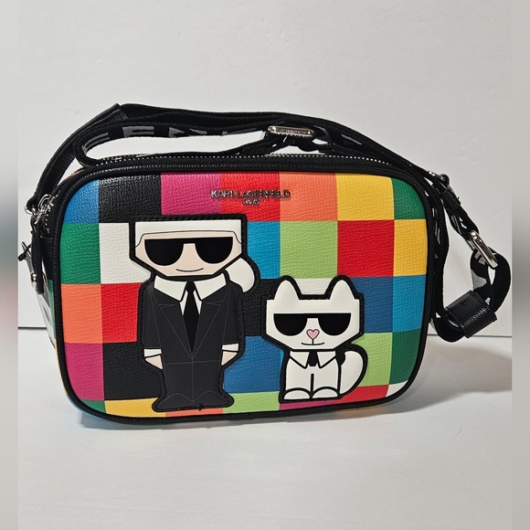 Karl Lagerfeld Handbags - NWT! Karl Lagerfeld  Camera Crossbody Bag Rainbow Checkered